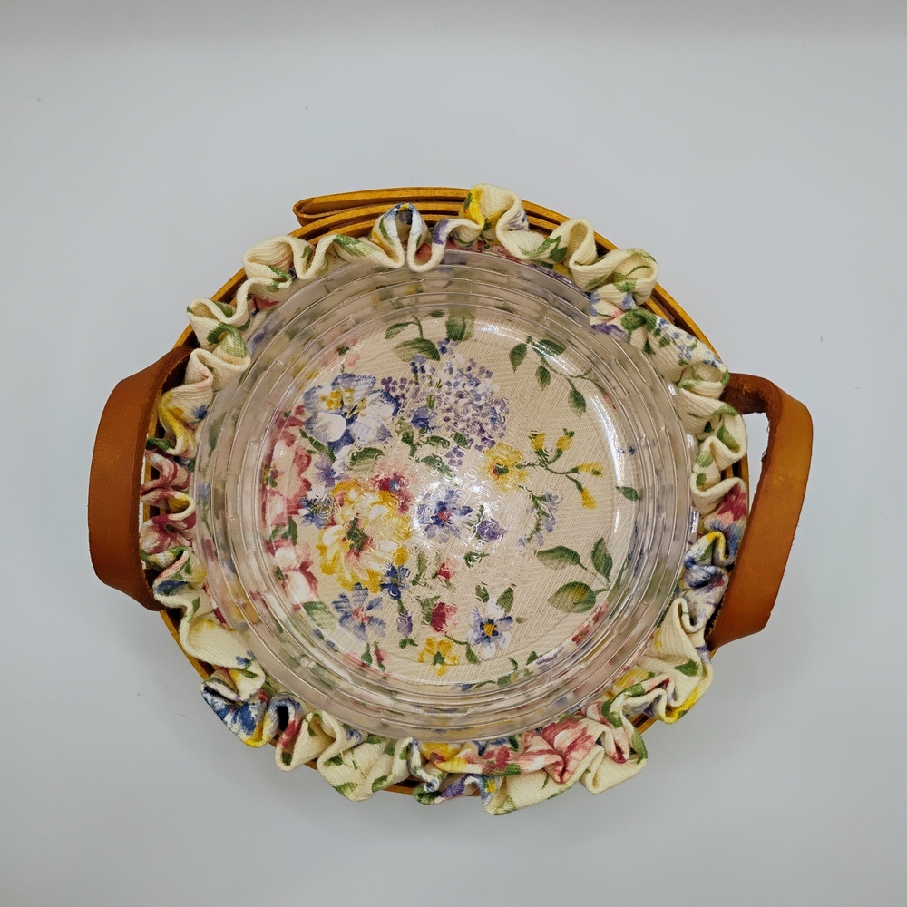 Longaberger Yellow Basket with Floral Liner - Picture 5 of 16